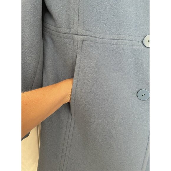 Anne Klein Wool Blend Pea Coat Womens LG  Light Blue Single Breasted Button Up - Picture 2 of 12
